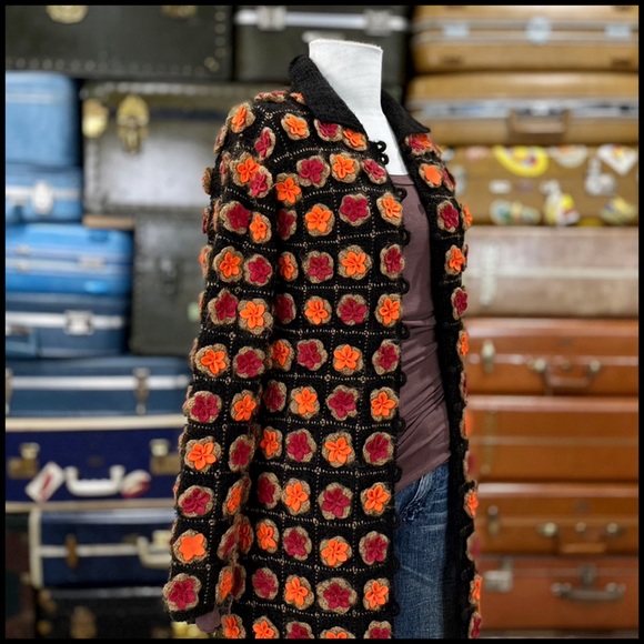 90s Moschino Flower Sweater Coat - Picture 11 of 16